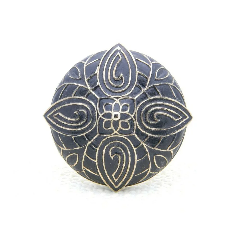 MARVELLA Gold Tone Black Enamel Art Deco Style